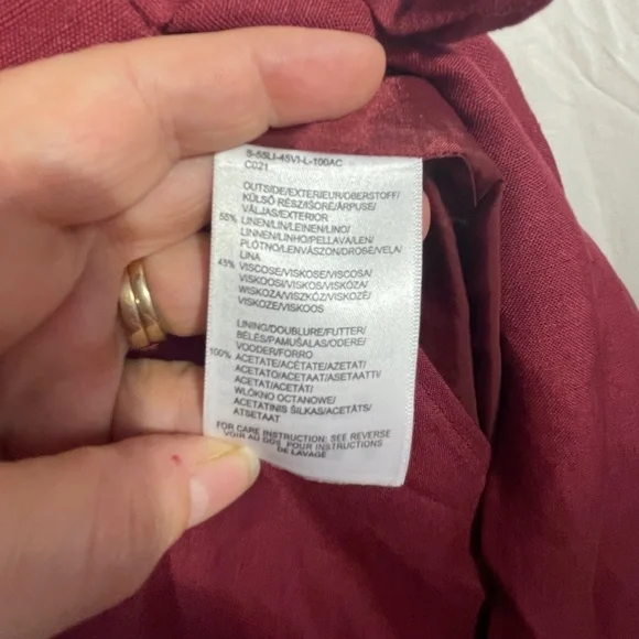 Mexx Womens Wrap Dress Burgundy Tie Closure Sleeveless V-Neck Linen Size M - Picture 2 of 11